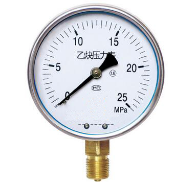 Acetylene pressure gauge