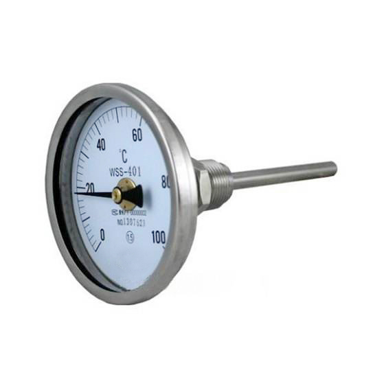 Axial bimetal thermometer